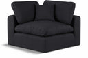 Comfy Linen Textured Fabric Upholstered Corner Modular Chair - Black