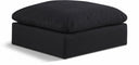 Comfy Linen Textured Fabric Upholstered Modular Ottoman - Black