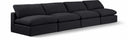 Comfy 156" Linen Textured Fabric Upholstered 4pc. Armless Modular Sofa - Black