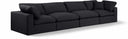 Comfy 158" Linen Textured Fabric Upholstered 4pc. Modular Sofa - Black