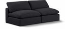 Comfy 78" Linen Textured Fabric Upholstered 2pc. Armless Modular Loveseat - Black