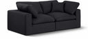 Comfy 80" Linen Textured Fabric Upholstered 2pc. Modular Loveseat - Black