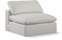 Comfy Linen Textured Fabric Upholstered Armless Modular Chair - Cream