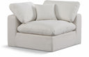 Comfy Linen Textured Fabric Upholstered Corner Modular Chair - Cream