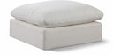 Comfy Linen Textured Fabric Upholstered Modular Ottoman - Cream