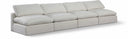 Comfy 156" Linen Textured Fabric Upholstered 4pc. Armless Modular Sofa - Cream