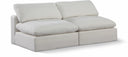 Comfy 78" Linen Textured Fabric Upholstered 2pc. Armless Modular Loveseat - Cream