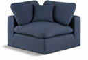 Comfy Linen Textured Fabric Upholstered Corner Modular Chair - Blue