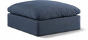 Comfy Linen Textured Fabric Upholstered Modular Ottoman - Blue