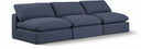 Comfy 117" Linen Textured Fabric Upholstered 3pc. Armless Modular Sofa - Blue