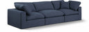 Comfy 119" Linen Textured Fabric Upholstered 3pc. Modular Sofa - Blue