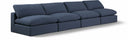 Comfy 156" Linen Textured Fabric Upholstered 4pc. Armless Modular Sofa - Blue