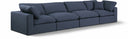 Comfy 158" Linen Textured Fabric Upholstered 4pc. Modular Sofa - Blue