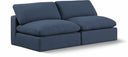 Comfy 78" Linen Textured Fabric Upholstered 2pc. Armless Modular Loveseat - Blue
