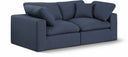 Comfy 80" Linen Textured Fabric Upholstered 2pc. Modular Loveseat - Blue