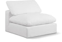 Comfy Linen Textured Fabric Upholstered Armless Modular Chair - White