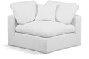 Comfy Linen Textured Fabric Upholstered Corner Modular Chair - White