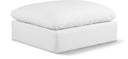 Comfy Linen Textured Fabric Upholstered Modular Ottoman - White