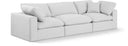 Comfy 119" Linen Textured Fabric Upholstered 3pc. Modular Sofa - White