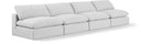 Comfy 156" Linen Textured Fabric Upholstered 4pc. Armless Modular Sofa - White