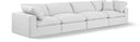 Comfy 158" Linen Textured Fabric Upholstered 4pc. Modular Sofa - White