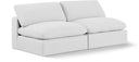 Comfy 78" Linen Textured Fabric Upholstered 2pc. Armless Modular Loveseat - White