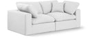 Comfy 80" Linen Textured Fabric Upholstered 2pc. Modular Loveseat - White