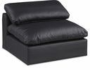 Comfy Vegan Leather Upholstered Armless Modular Chair - Black