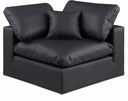 Comfy Vegan Leather Upholstered Corner Modular Chair - Black