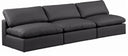 Comfy 117" Vegan Leather Upholstered 3pc. Armless Modular Sofa - Black