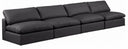 Comfy 156" Vegan Leather Upholstered 4pc. Armless Modular Sofa - Black
