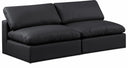 Comfy 78" Vegan Leather Upholstered 2pc. Armless Modular Loveseat - Black