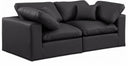 Comfy 80" Vegan Leather Upholstered 2pc. Modular Loveseat - Black