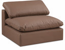 Comfy Vegan Leather Upholstered Armless Modular Chair - Brown