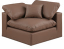 Comfy Vegan Leather Upholstered Corner Modular Chair - Brown