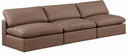 Comfy 117" Vegan Leather Upholstered 3pc. Armless Modular Sofa - Brown