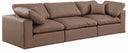 Comfy 119" Vegan Leather Upholstered 3pc. Modular Sofa - Brown