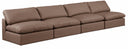 Comfy 156" Vegan Leather Upholstered 4pc. Armless Modular Sofa - Brown