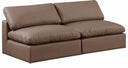 Comfy 78" Vegan Leather Upholstered 2pc. Armless Modular Loveseat - Brown