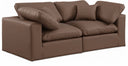 Comfy 80" Vegan Leather Upholstered 2pc. Modular Loveseat - Brown