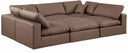 Comfy 119" Vegan Leather Upholstered 6pc. Modular Sectional - Brown