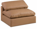 Comfy Vegan Leather Upholstered Armless Modular Chair - Cognac