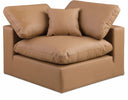 Comfy Vegan Leather Upholstered Corner Modular Chair - Cognac