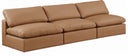 Comfy 117" Vegan Leather Upholstered 3pc. Armless Modular Sofa - Cognac