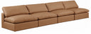 Comfy 156" Vegan Leather Upholstered 4pc. Armless Modular Sofa - Cognac