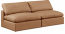 Comfy 78" Vegan Leather Upholstered 2pc. Armless Modular Loveseat - Cognac