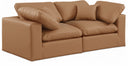 Comfy 80" Vegan Leather Upholstered 2pc. Modular Loveseat - Cognac