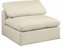 Comfy Vegan Leather Upholstered Armless Modular Chair - Cream