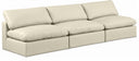 Comfy 117" Vegan Leather Upholstered 3pc. Armless Modular Sofa - Cream