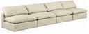 Comfy 156" Vegan Leather Upholstered 4pc. Armless Modular Sofa - Cream
